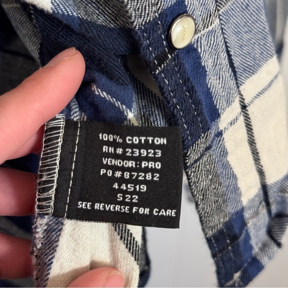 Work N Sport Plaid Flannel Snap Button Down Men’s Blue & Gray Size Large - Picture 8 of 8